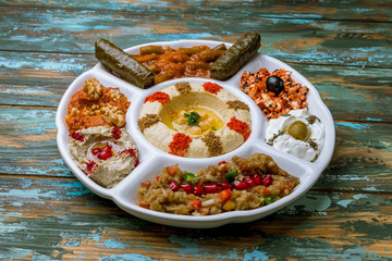 Lebanese Maza on wooden table