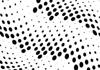 Abstract halftone wave dotted background. Futuristic twisted grunge pattern, dot, circles.  Vector modern optical pop art texture for posters, business cards, cover, labels mock-up, stickers layout