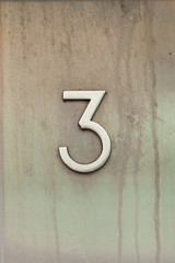 number three on wall
