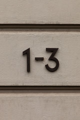 number one to three on wall