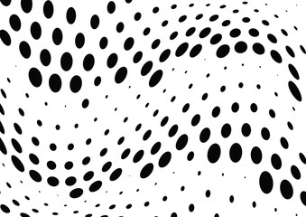 Abstract halftone wave dotted background. Futuristic twisted grunge pattern, dot, circles.  Vector modern optical pop art texture for posters, business cards, cover, labels mock-up, stickers layout