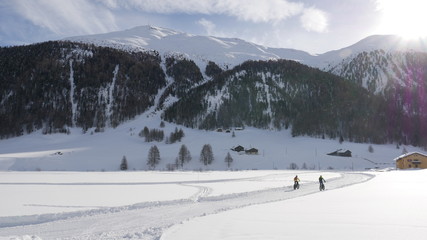 Fototapeta na wymiar Livigno - popular ski resort at sunny day