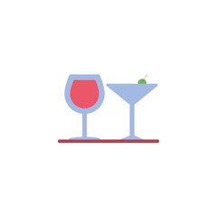 Isolated cocktail and wine glass flat design