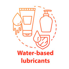 Water-based lubricants red concept icon. Safe sex. Natural lotion. Healthy intimate relationship. Female, male healthcare idea thin line illustration. Vector isolated outline drawing