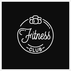 Fitness club logo. Round linear off kettlebell