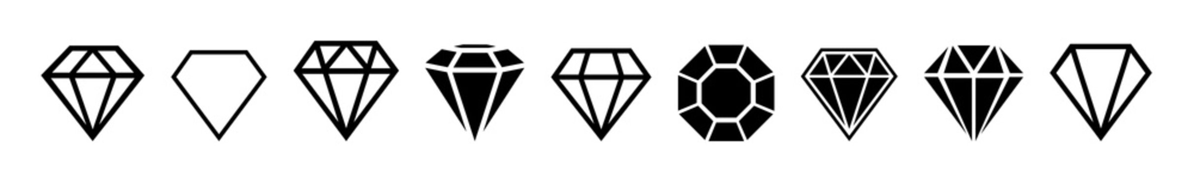 A set of diamonds in a flat style