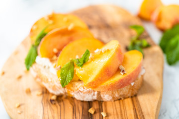 Peach ricotta toast