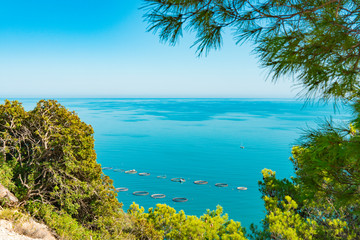 round fishing nets in Adriatic Sea. Mattinata, Italy