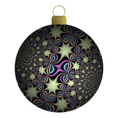  Schwarze Christbaumkugel mit Sternen und Ornamenten