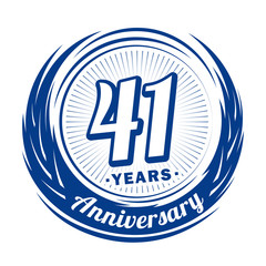 Forty-one years anniversary celebration logotype. 41st anniversary logo. Vector and illustration.