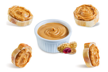 Peanut butter sandwich on a white isolated background