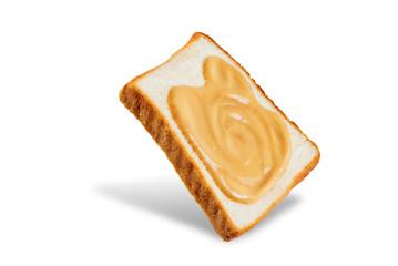Peanut butter sandwich on a white isolated background