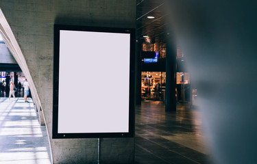 Clear Billboard in public place with blank copy space screen for advertising or promotional poster...
