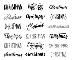 Handwritten Christmas modern calligraphy lettering set