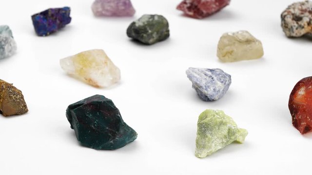 Decorative stones, minerals on a white background.