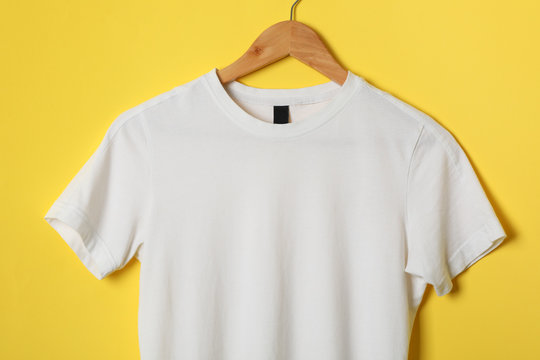 white t shirt on hanger