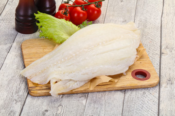 Raw halibut fillet