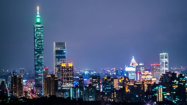 The beautiful scenery of the streets of Xinyi District, Taipei, Taiwan