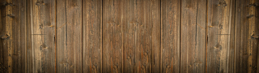 Fototapeta na wymiar old brown rustic dark grunge wooden texture - wood background panorama long banner