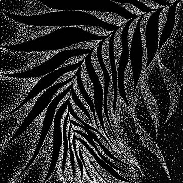 Palm Tree Pattern Using Pointillism Technique On Liner.