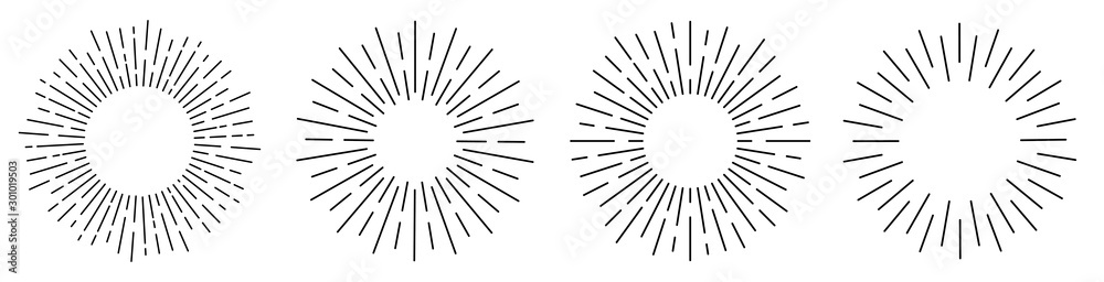 Canvas Prints sun rays or sunshine linear drawing. vector