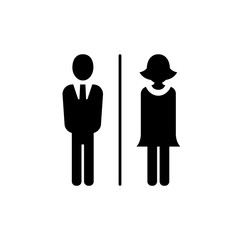 Bathroom Sign. Toilet Icon. Restroom Symbol. Male and Female. Flat Icon Vector. - 301019726