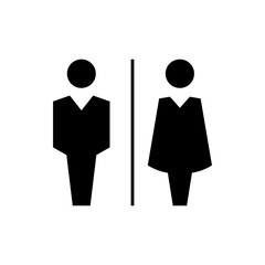 Bathroom Sign. Toilet Icon. Restroom Symbol. Male and Female. Flat Icon Vector. - 301019727