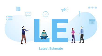 le latest estimate concept with big word or text and team people with modern flat style - vector