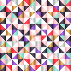 Obraz premium Abstract geometric seamless pattern in gold, white and black colors.