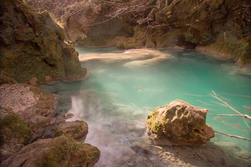 Turquoise water pond in Urederra River, Navarra