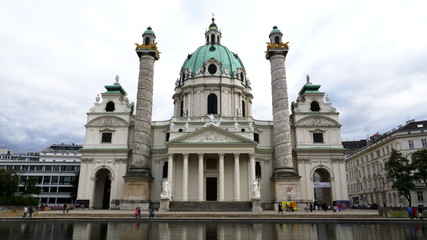 front view of karlskirch in vienna, austria