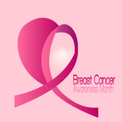 Breast cancer poster with an awareness ribbon - Vector illustration