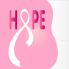 Breast cancer poster with an awareness ribbon - Vector illustration