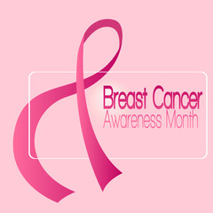 Breast cancer poster with an awareness ribbon - Vector illustration