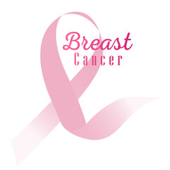 Breast cancer poster with an awareness ribbon - Vector illustration