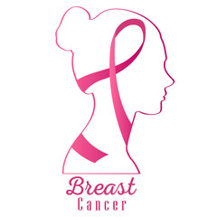 Breast cancer poster with an awareness ribbon - Vector illustration