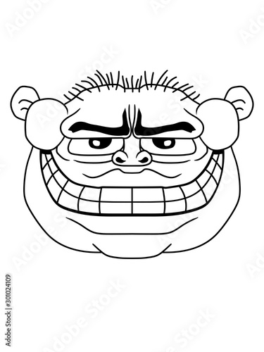 Fototapete Oger Monster Gesicht Lustig Ork Troll Knom Horror Halloween Kopf Grinsen Clipart Comic Cartoon Design Cool Lachen Bose Style O Mat