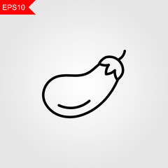 Eggplant thin line icon on grey background. Vector illustration eps10.