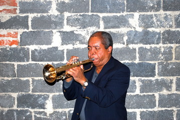 African american jazz trumpet player.