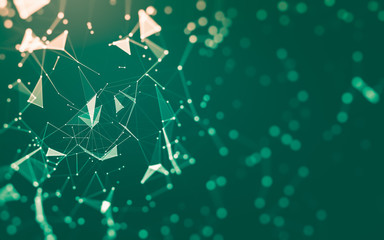 Abstract background. Molecules technology with polygonal shapes, connecting dots and lines. Connection structure. Big data visualization.