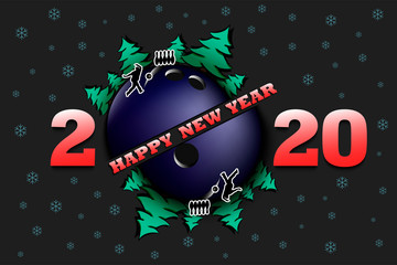 Happy new year 2020 and bowling ball