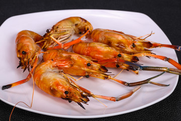 Grilled water prawn in the plate