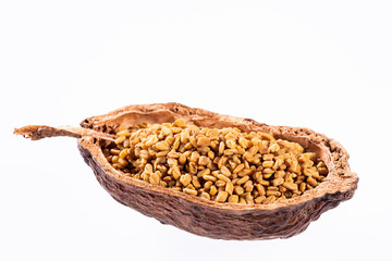Fenugreek Seeds (Methi Dana) White background