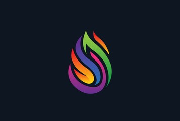 Obraz premium Colorful rainbow fire flame modern logo design vector graphic