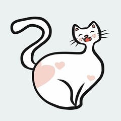 Cute white cat smile cartoon vector illustration
