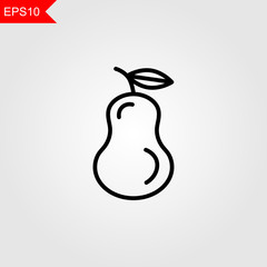 Pear thin line icon on grey background. Vector illustration eps10.