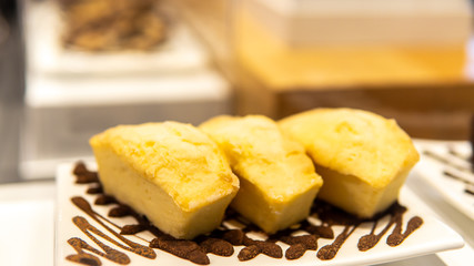 Close up brownies in the coffee shop