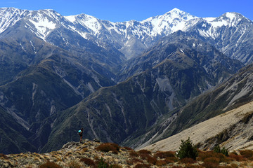Fototapeta na wymiar View from Mount Fyffe, Kaikoura, New Zealand, mountains view, summit