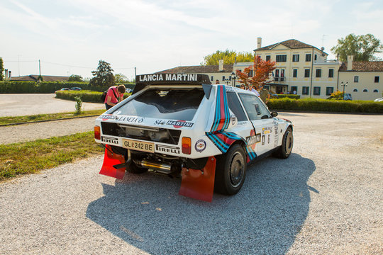 Mogliano Veneto,Italy Sept 11,2016:Photo of a Lancia Rally S4 at meeting Top Selection 2016.The Delta S4 competed in the World Rally Championship in 1985 and 1986, until Group B class was disbanded.