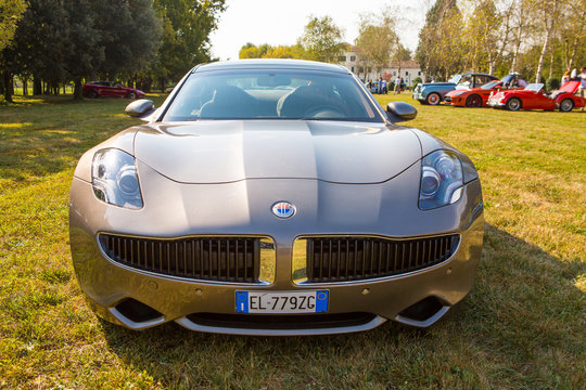 Mogliano Veneto,Italy Sept 11,2016:Photo of a Fisker Karma at meeting Top Selection 2016.The company's first product was the Fisker Karma, one of the world's first production hybrid electric vehicles.